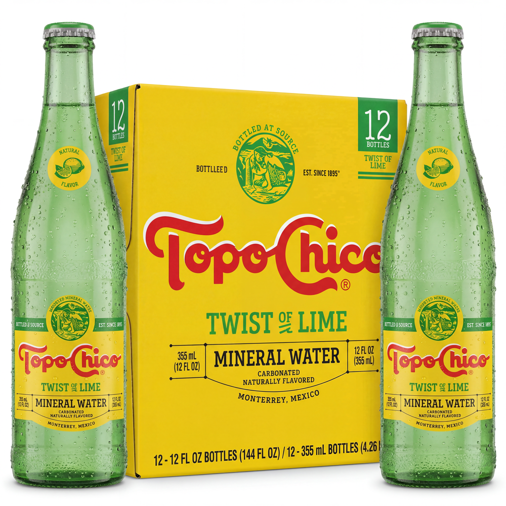 Topo Chico Twist of Lime Mineral Water – 12 Pack (12oz Glass Bottles) 🚚 FREE Shipping